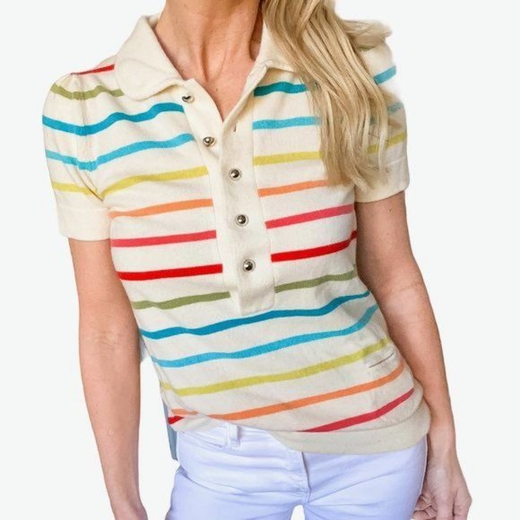 Coach Tops - Coach Cashmere Stripe Top in Rainbow Cream